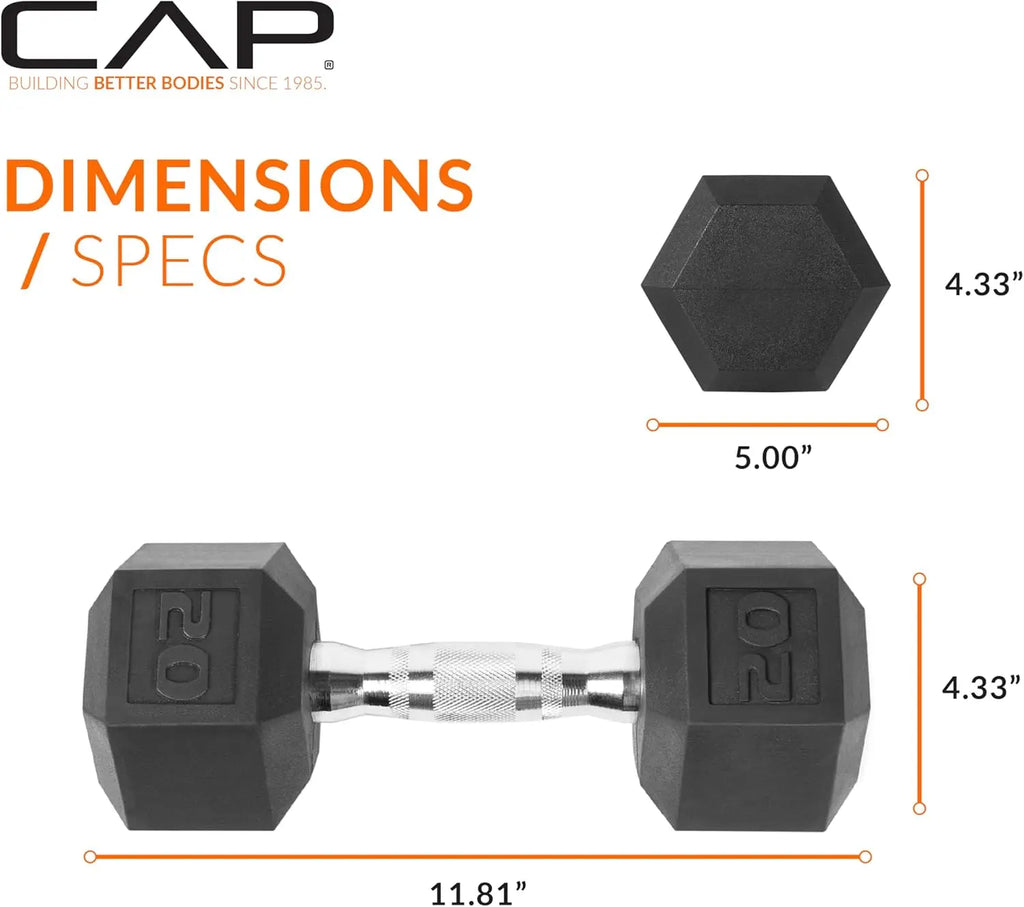 Coated Hex Dumbbell Set | Multiple Weights 3-50lb | Home Gym Strength Training Equipment