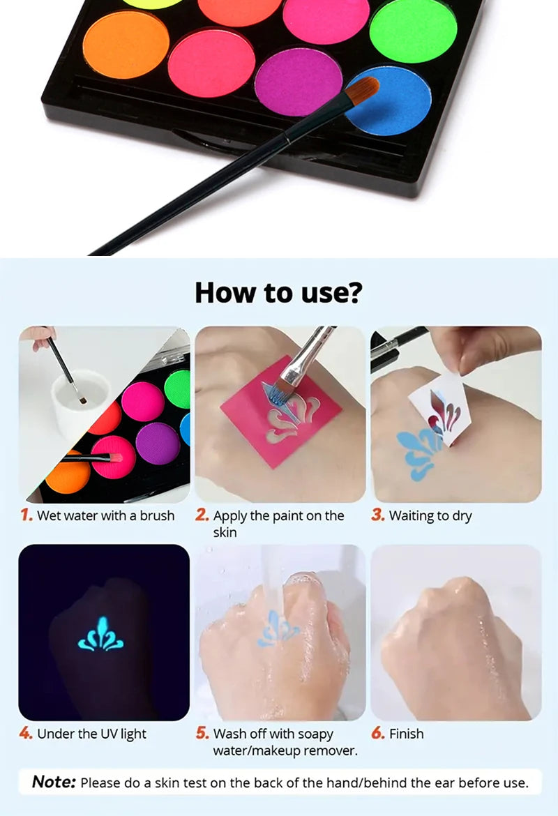8 Colors Glow Fluorescent Neon Oil Face Body Art Paint UV Glow Oil Painting Halloween Party Fancy Dress Beauty Makeup Cosmetics