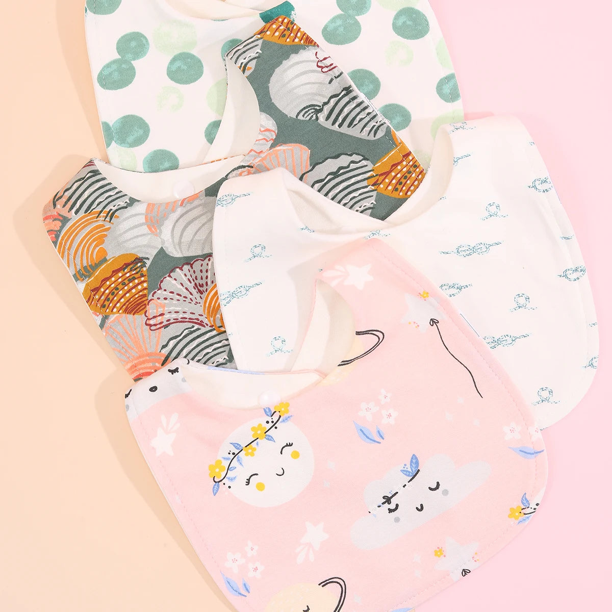 4pcs Cotton Soft Baby Adjustable Bibs Infant Bib Newborn Burp Cloths Bandana Scarf for Kids Boy Girls Feeding Saliva Towel