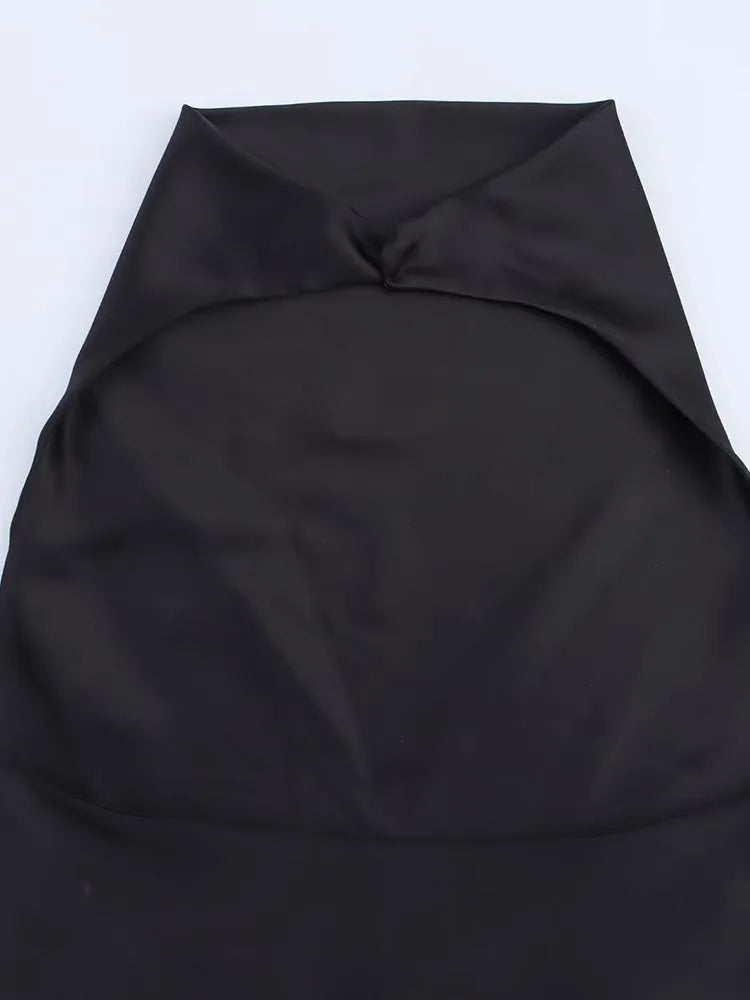 2025 Women Summer Halter Mini Dress Fashion Sexy Satin Backless Solid Female Elegant Street Party Dresses Clothing