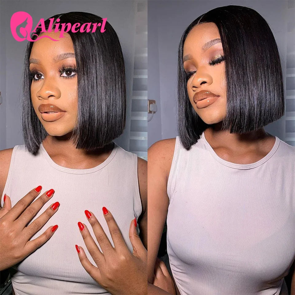 AliPearl Bone Straight Bob Wig — Pre-Plucked 13×4 Transparent Lace Front (Remy Brazilian)