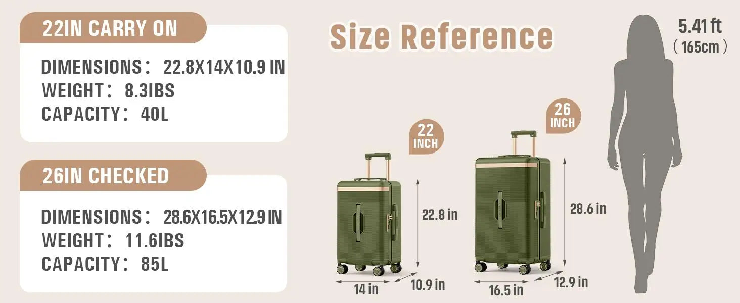 Joyway 22 inch Lightweight, Thin and Durable Short-trip Luggage Suitcase with Cup Holder, TSA Lock, Spinner Wheels