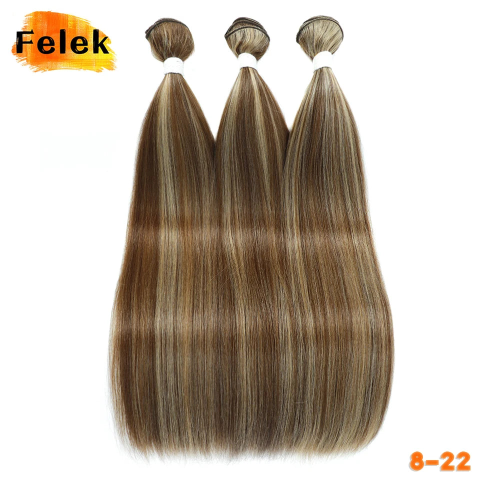 1Pc Straight Hair Bundles Synthetic Natural Hair Weaving 613 Blonde Bundle Hair Extensions Ombre Red Brown Weave Long Fiber Hair