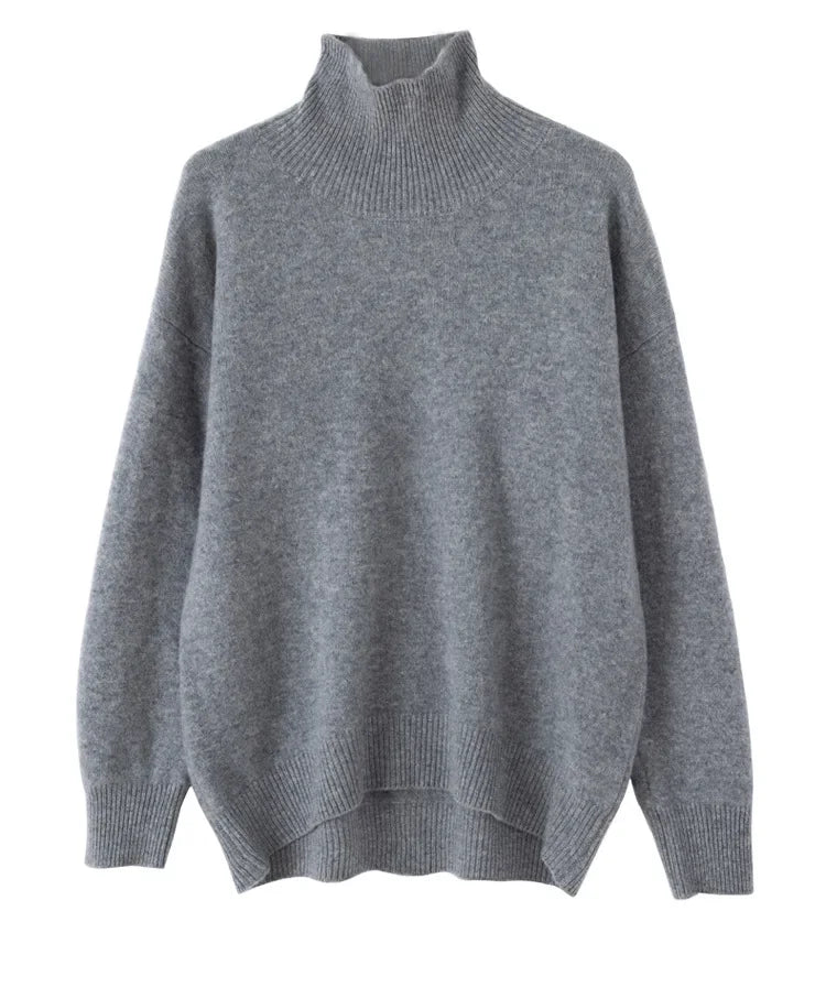 Women’s Loose Fit Turtleneck Wool Sweater – Cozy Oversized Knit, Layering Pullover (Inclusive Sizing)