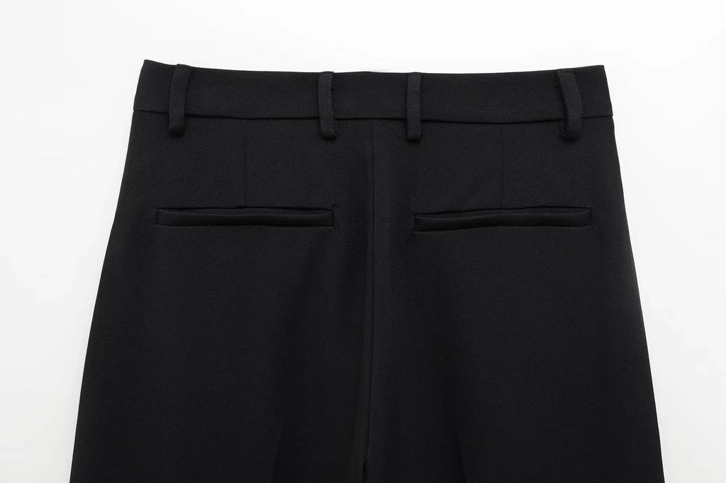 TFMLN Fashion Set For Women Summer 2025 New Slim Lapel Zipper Short Sleeve Coat Top Wide Leg Pants Two Piece Set Leisure Black