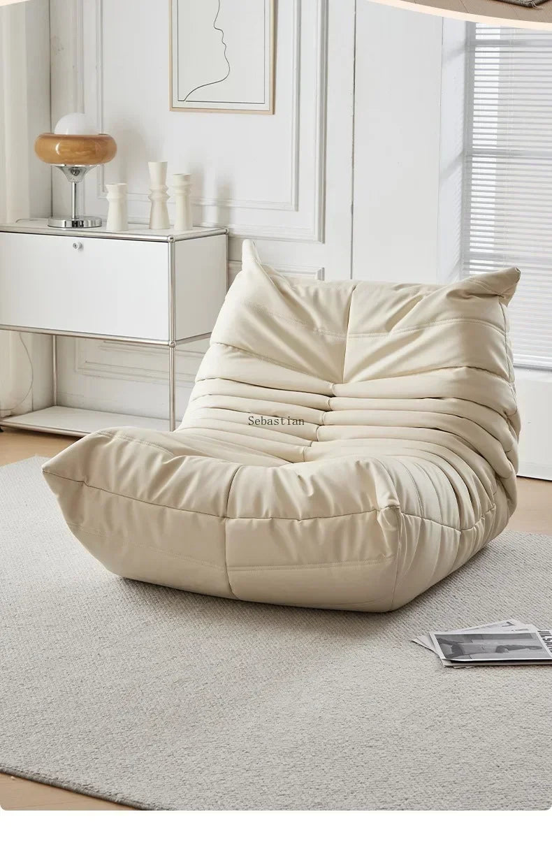 Single Casual Sofa Chair with Cat Scratch Leather Nordic Togo Lazy Caterpillar Sofa Bedroom Living Room Balcony Suede Sofa