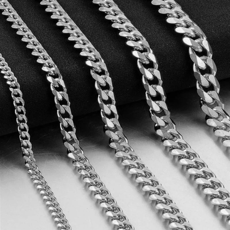 3/5/7MM Cuban Link Chain Necklace | Stainless Steel Gold Punk Choker for Women