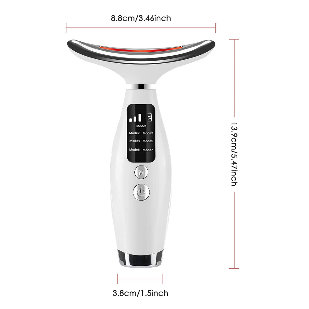 Colour Light Face And Neck Beauty Instrument 7 Modes And 7 Speeds Adjustment With Curved Hand Grip Neck Beauty Instrument