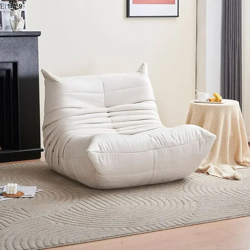 Single Casual Sofa Chair with Cat Scratch Leather Nordic Togo Lazy Caterpillar Sofa Bedroom Living Room Balcony Suede Sofa
