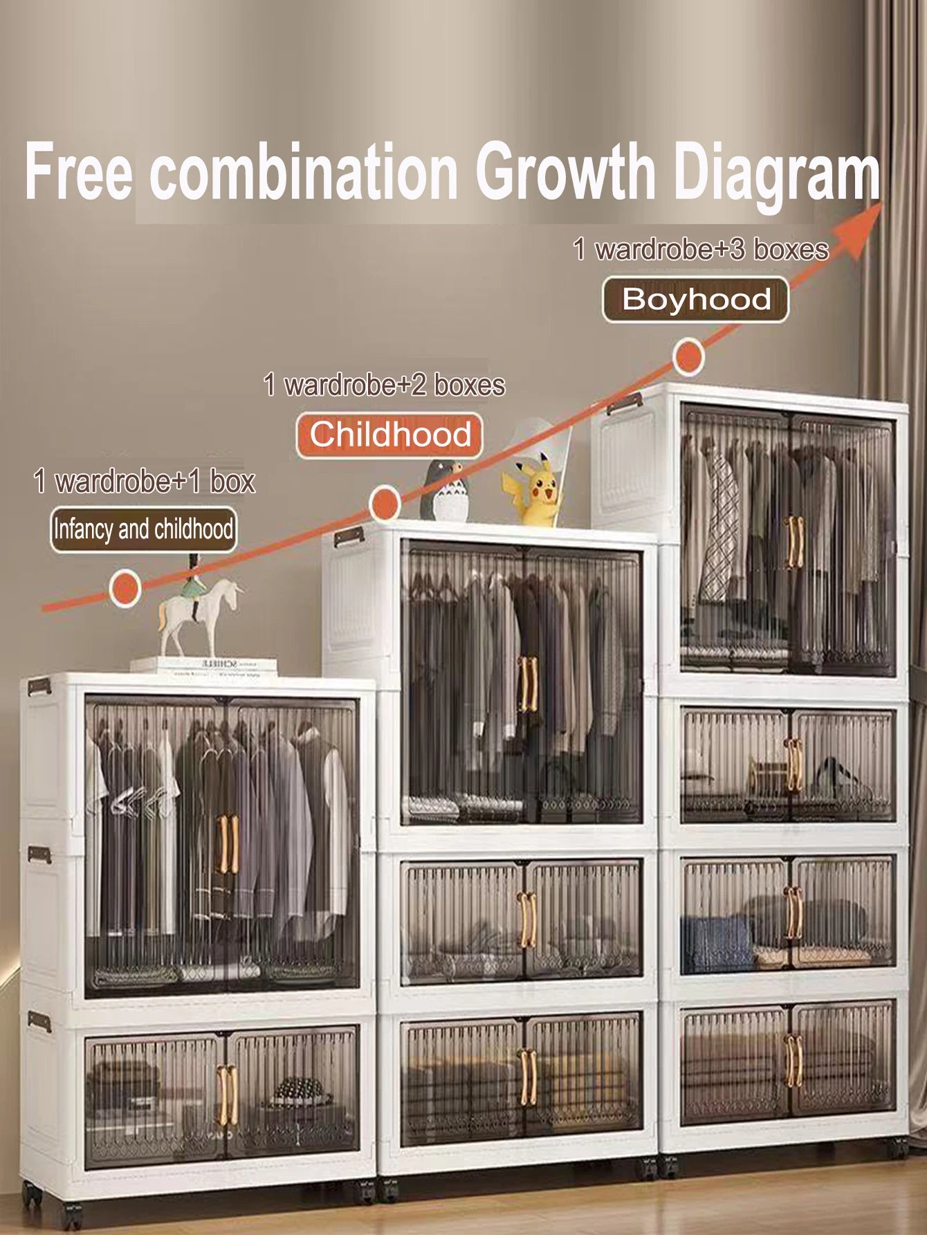 Multifunction Folding Storage Cabinet Dustproof Wardrobe Sundries Cabinet Closet Organizer Locker Storage Box