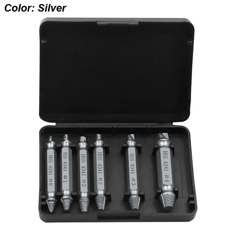 XMSJ 6-Piece Damaged Screw Extractor Set (HSS)