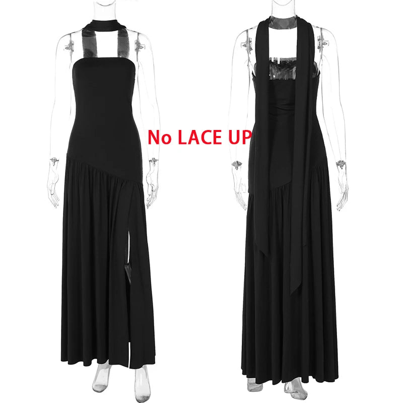 Giyu Sexy Evening Party Dresses Women 2025 Autumn Summer Maxi Long Dress Elegant Strapless Split Backless Pleated Dress