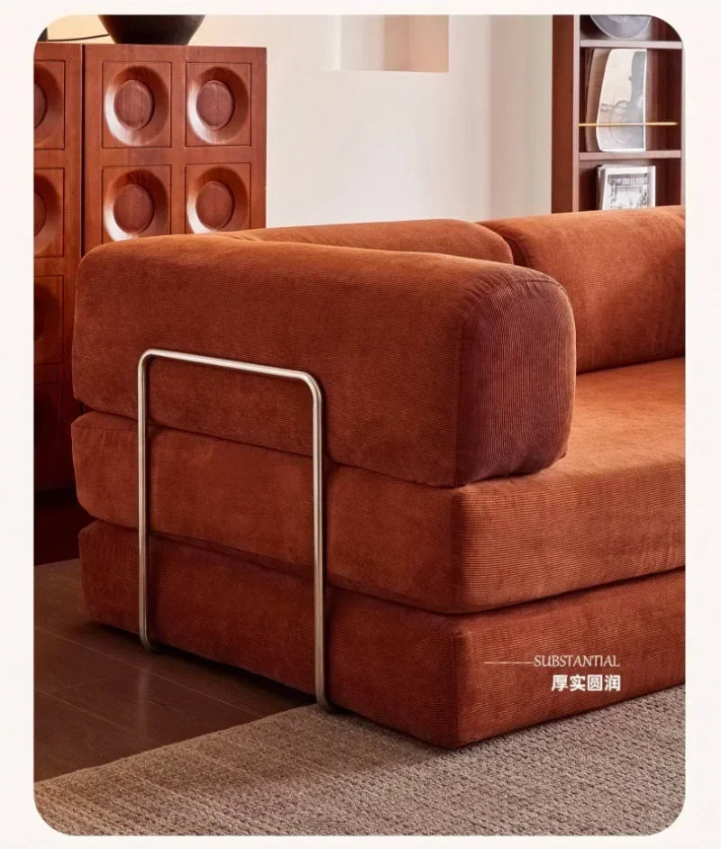 2025 New Elegant Italian Compressed Sofa Minimalist Retro Corduroy Sofa Bed Foldable Washable Customizable for Living Room