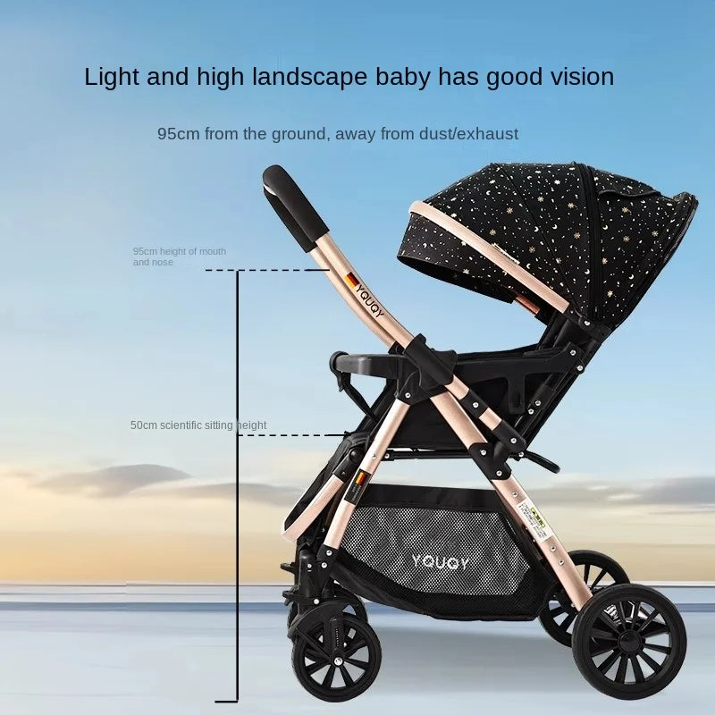 Newborn 0-4 years old Baby stroller can sit and lie down Two-way Children Shock Absorption Folding Baby High Landscape Pram