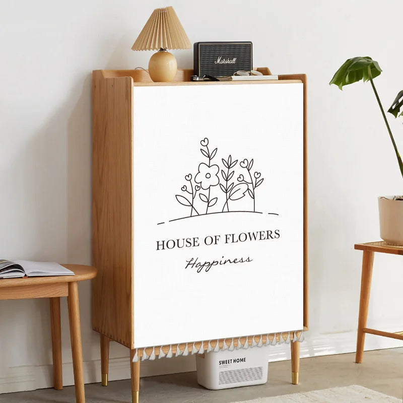 Nature Plant Potted Nordic Cabinet Short Curtains Punch-free Half-curtain Dust Cover Shoe Shelf Kitchen Storage Shelf Curtains