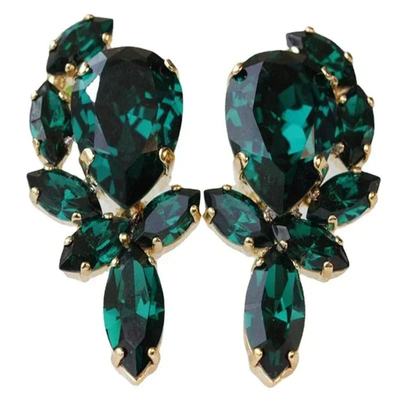 Green Crystal Drop Earrings | Elegant Zirconia Luxury Jewelry for Women