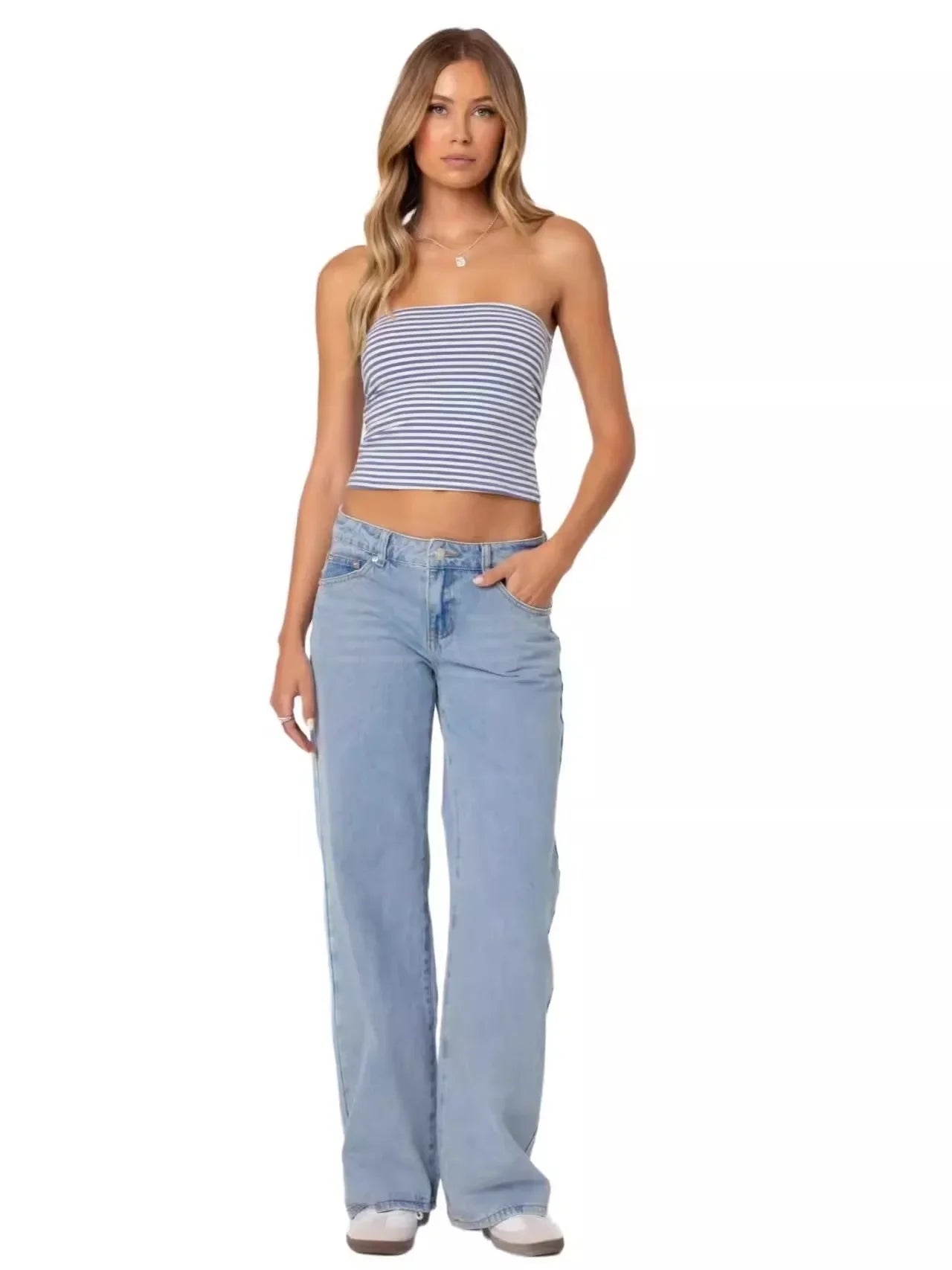 Vintage High-Waist Wide-Leg Jeans – Floor-Length Loose Fit Denim