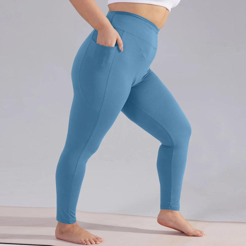 Plus Size Women’s High-Waisted Yoga Pants with Pockets – Hip Lift Athletic Leggings