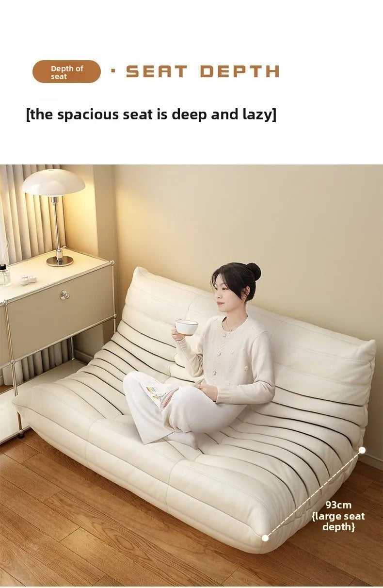 Double Caterpillar Suede Sofa Small Apartment Trendy Bedroom Single Lounging Area Lazy Living Room Tatami Inspired Cozy Design