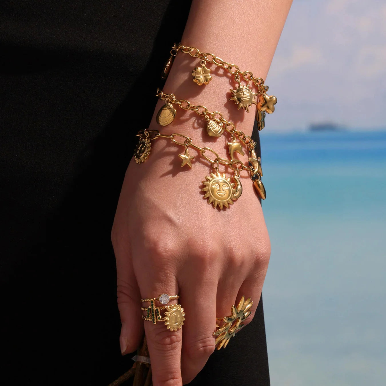 18K Gold-Plated Starfish Dolphin Shell Bracelet | 316 Stainless Steel Women’s Trend Jewelry 2025