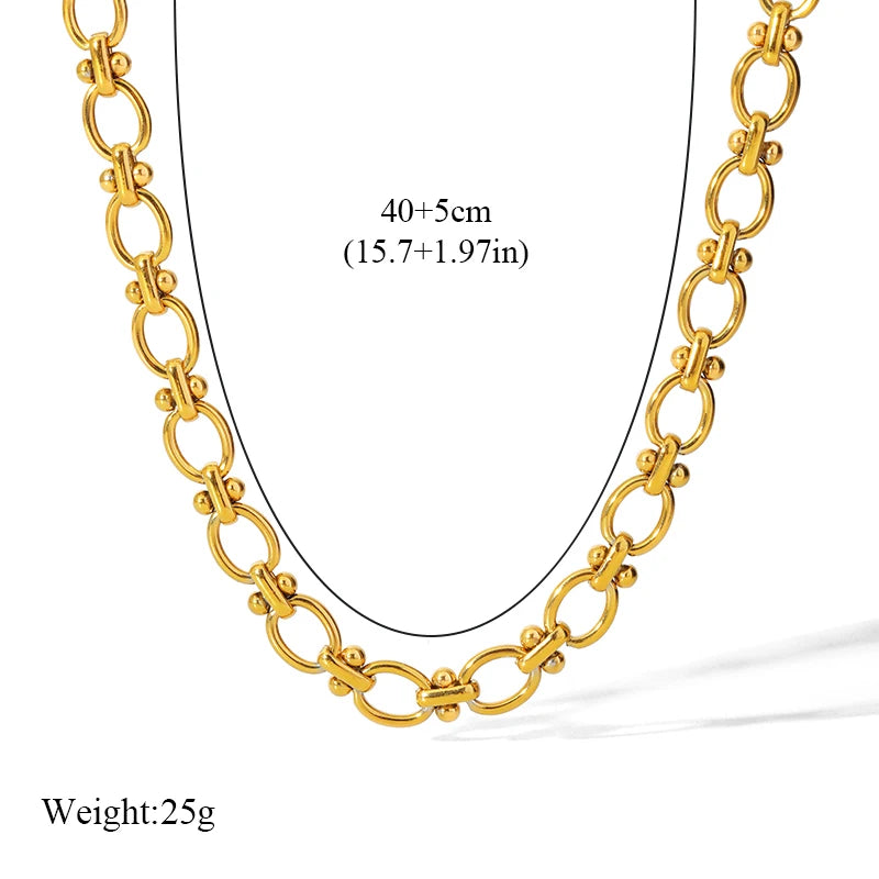 316L Gold Stainless Steel Chain Necklace | Trendy Punk Waterproof Jewelry for Women