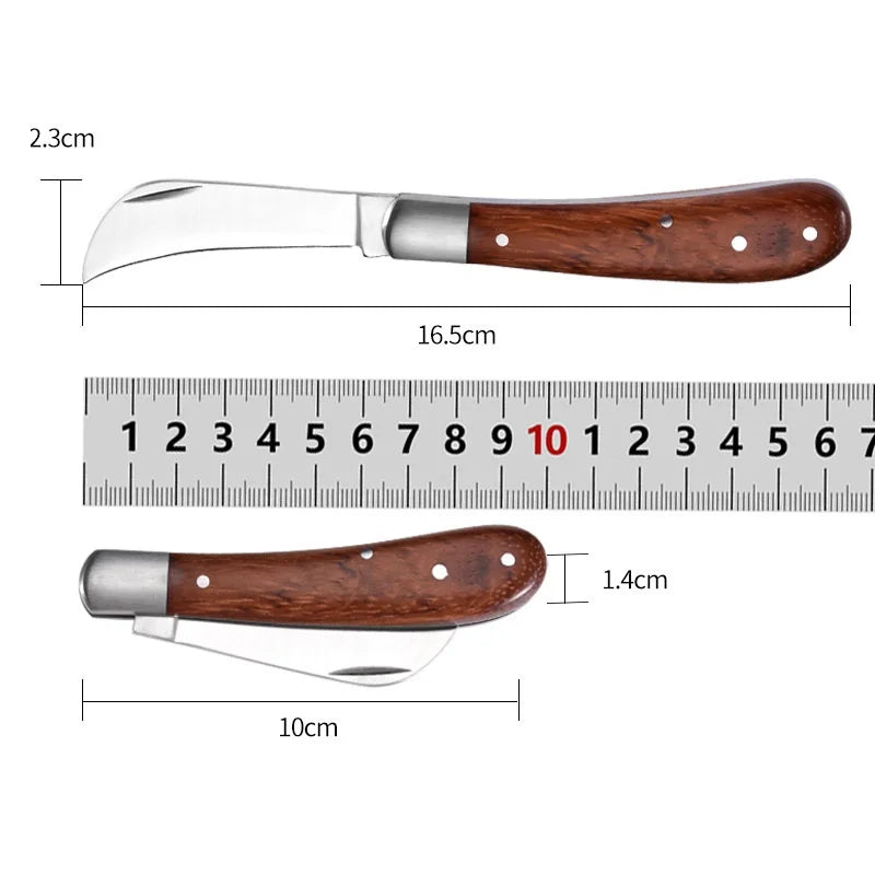 Folding Grafting Knife – Wooden Handle Fruit Tree Grafting Tool