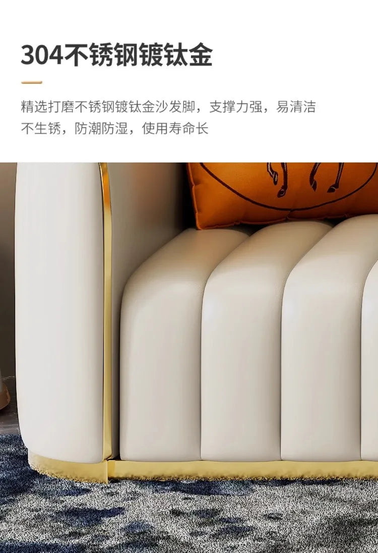 Furniture sofa Italian light luxury leather sofa small apartment living room home high-end designer straight row