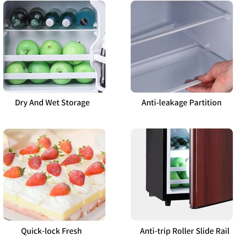 Compact topfreezer refrigerator with 3.5 Cu.Ft capacity and 7level adjustable thermostat control for efficient energysaving sto