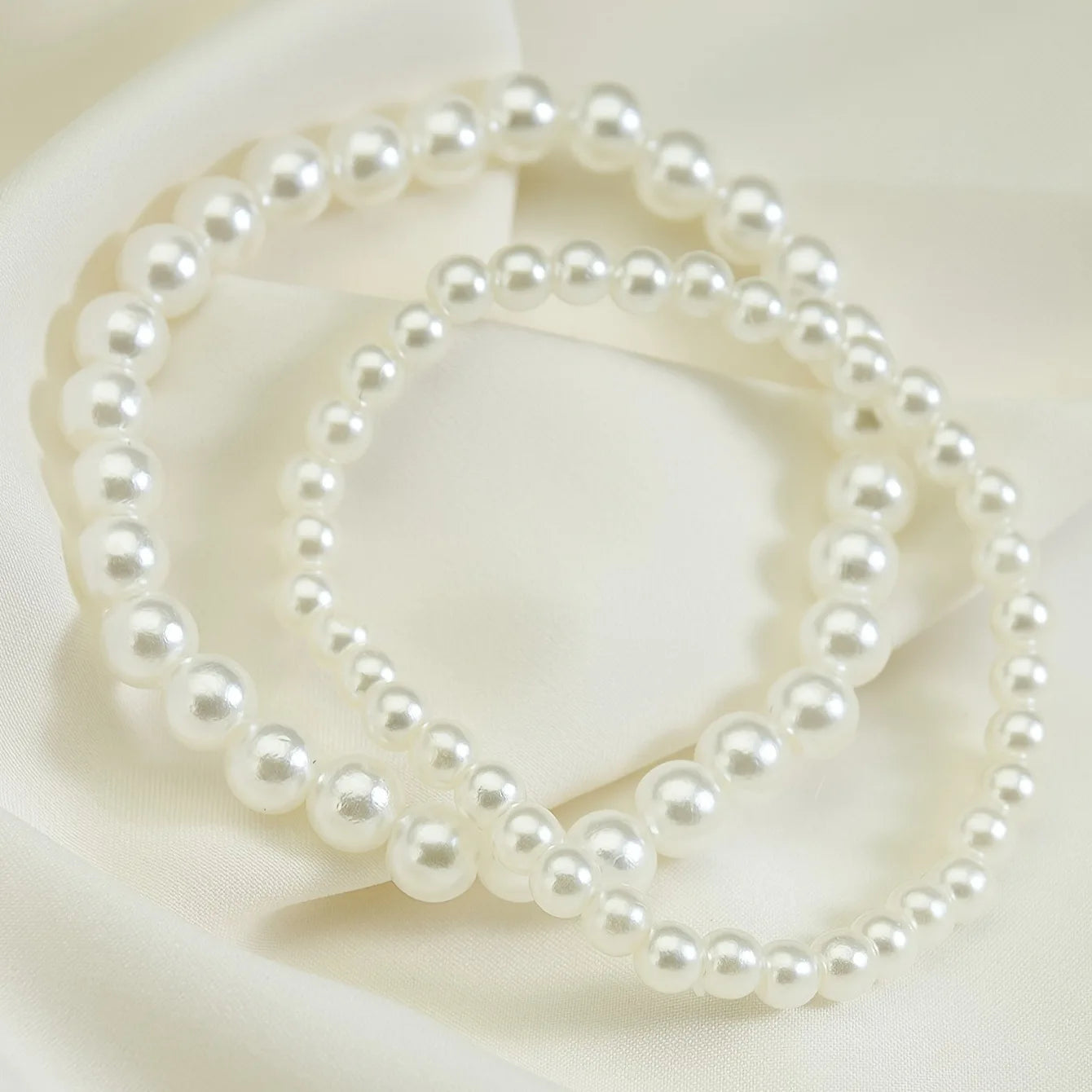 2-Piece Imitation Pearl Bracelet Set | Boho Minimalist Elastic Bracelets for Women