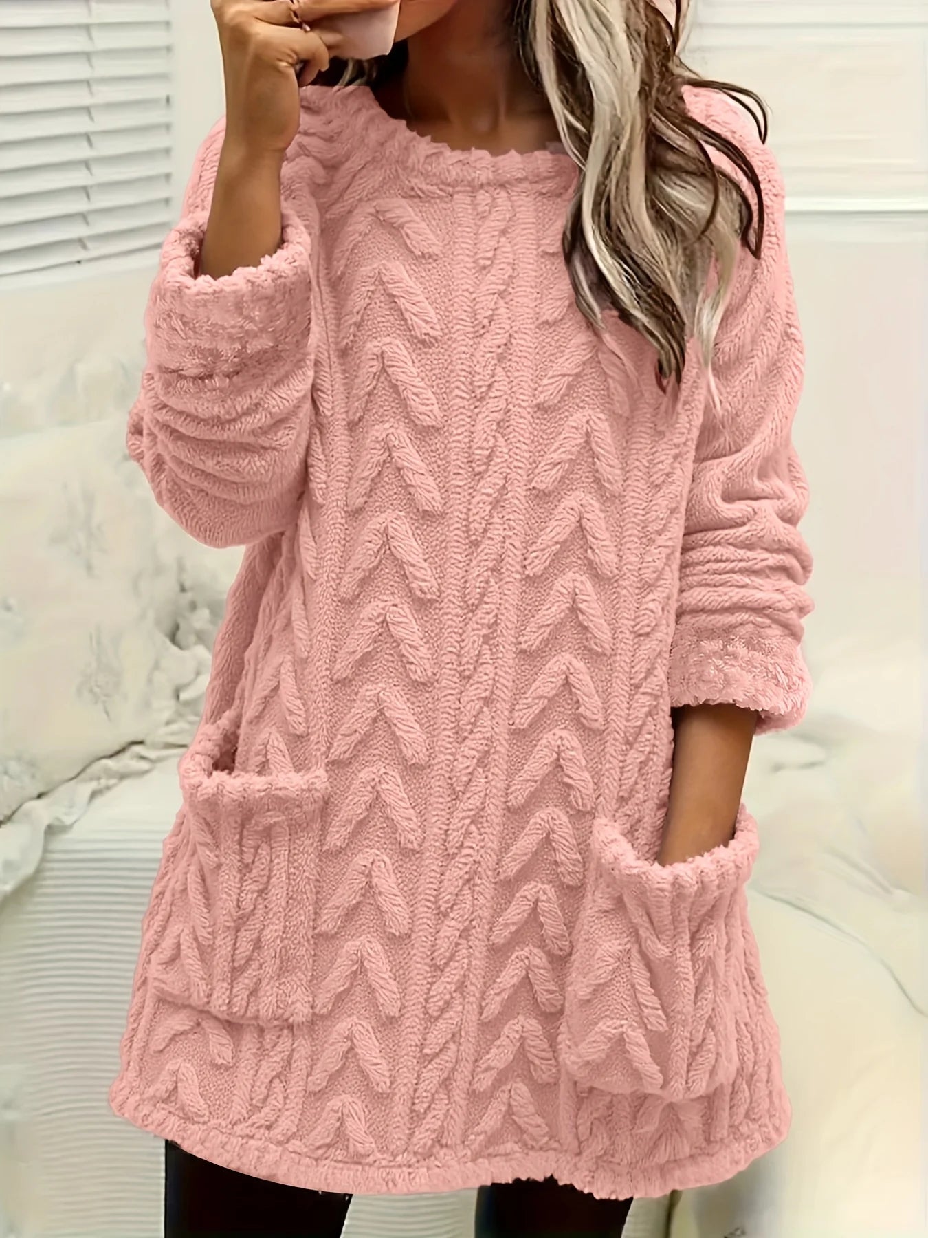 Plus-size European and American cross-border  autumn and winter new casual print pocket plush sweatshirt