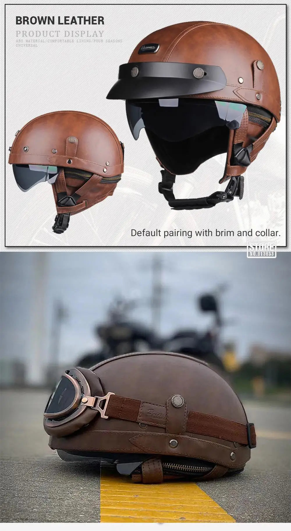 HEROBIKER Retro Half Motorcycle Helmet (DOT, HD Visor)