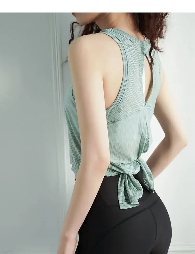 Fitness Yoga T-shirt Top Sexy Open Back Sport T-shirt Women Gym Tank top Loose Sportswear Breathable Workout Tank Top Sleeveless