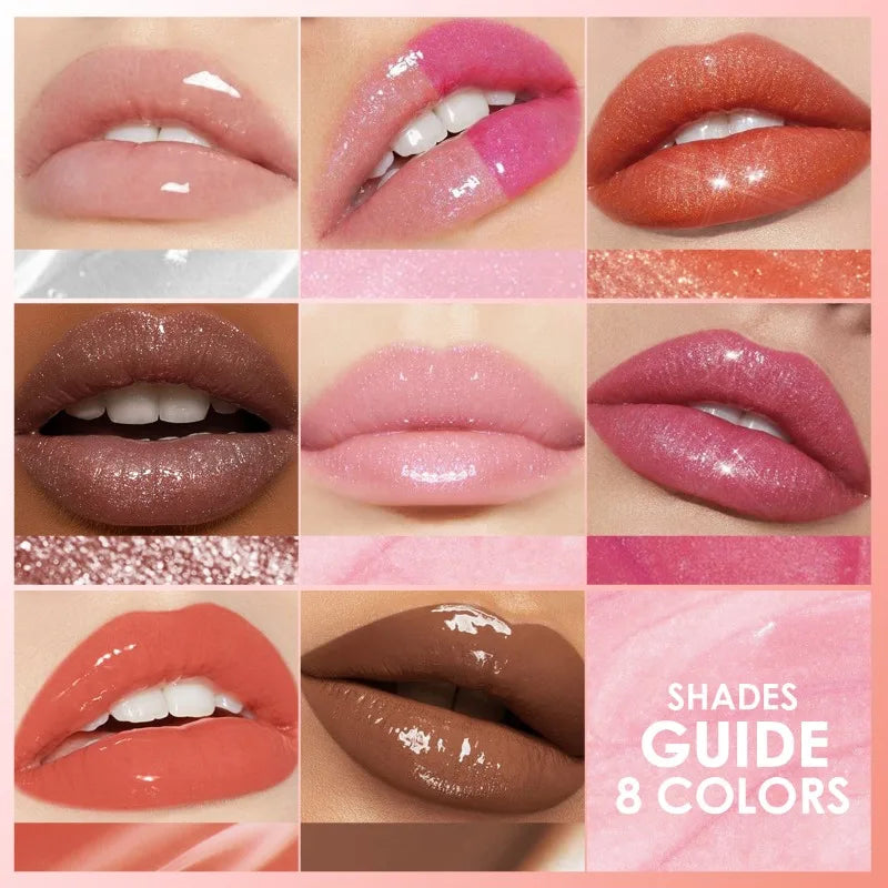 1 PC Shiny Water Lip Oil Lip Gloss Liquid Lipstick Jelly Tube Lip Glaze Moisturizing Shiny Intense Color Lips Beauty Makeup