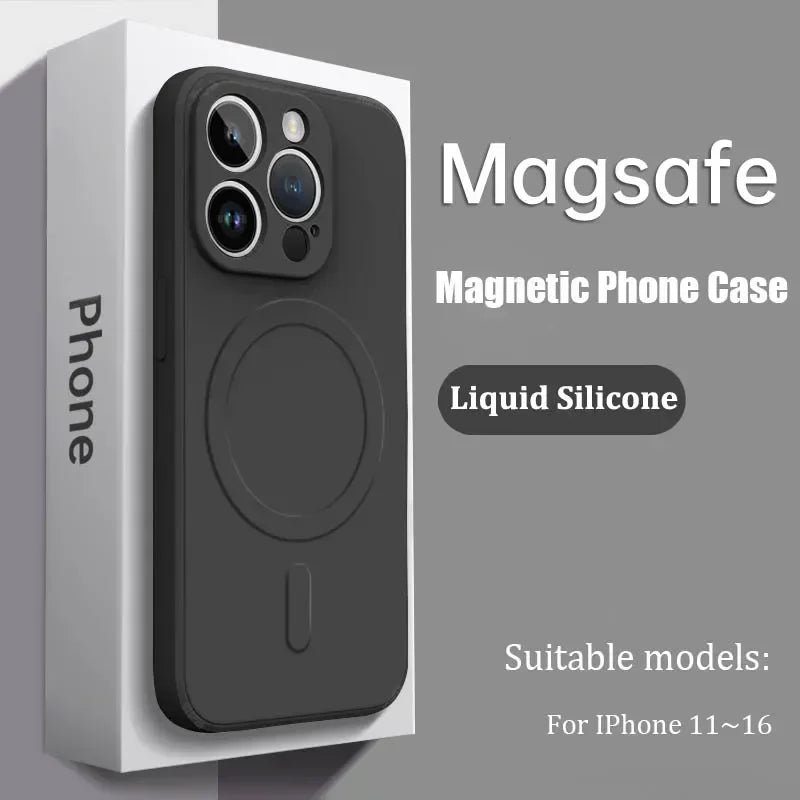 Luxury For Magsafe Liquid Silicone Soft Phone Case For IPhone 16 15 14 13 12 17 Pro Max Plus Magnetic Wireless Charging Cover