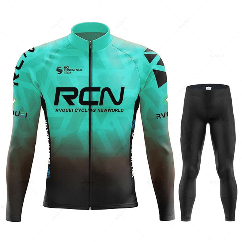 New 2025 Rcn Autumn Cycling Jersey Bib Pants Set Ropa Ciclismo Bicycle MTB Clothing Road Bike Suit Men Long Sleeve Bicicleta Set