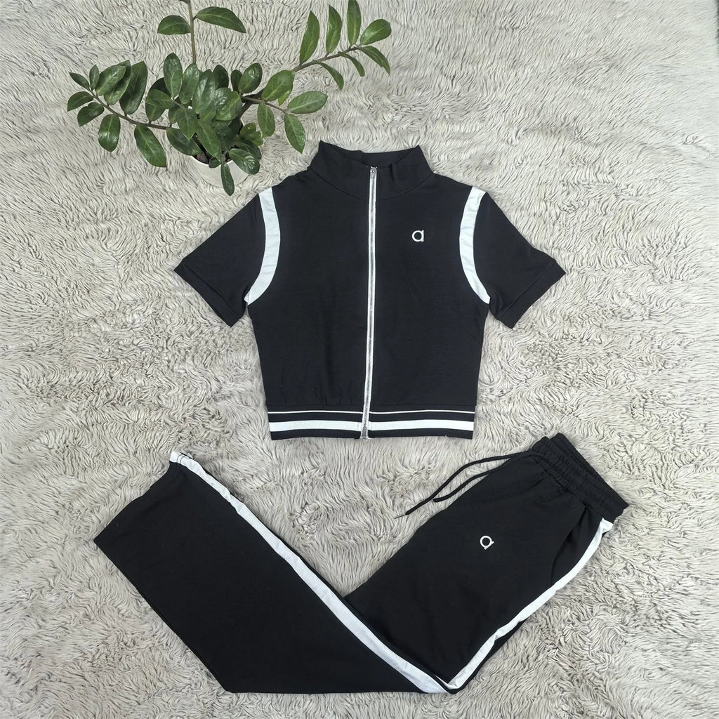 2025 LFRVZ Color-Contrast Set — Spliced Two-Piece Casual Outfit for Women