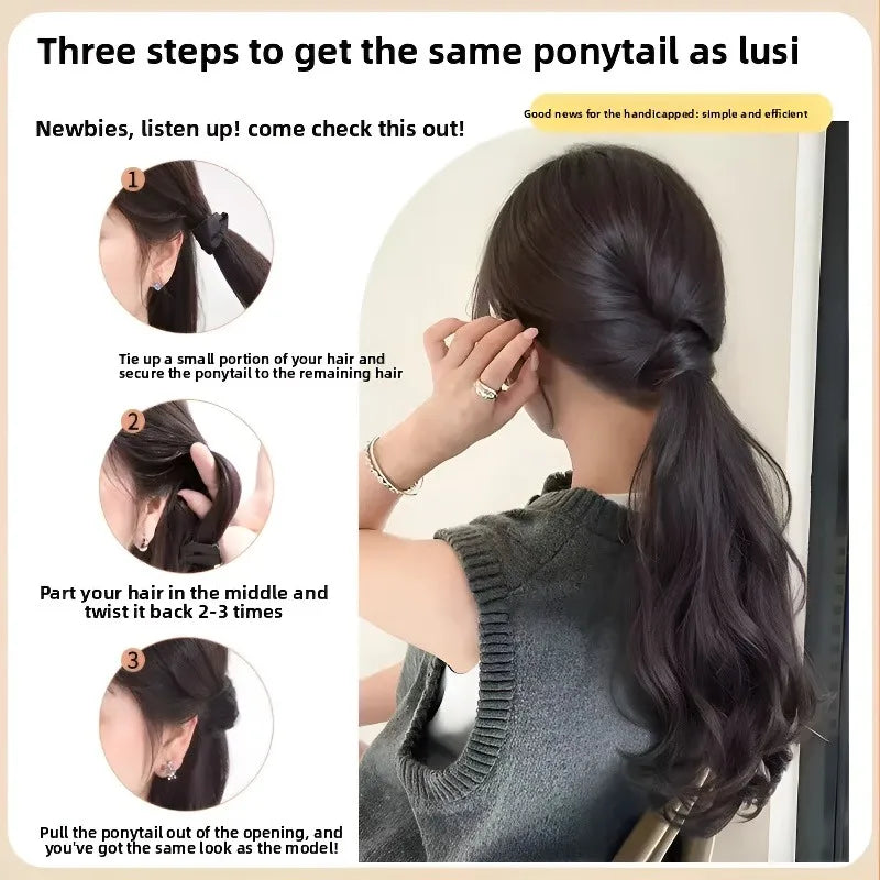 Vitality Synthetic Wig Ponytail Long Wavy Ponytail Hair With High Elasticity Rubber Band Heat Resistant Hairpiece For Daily Use