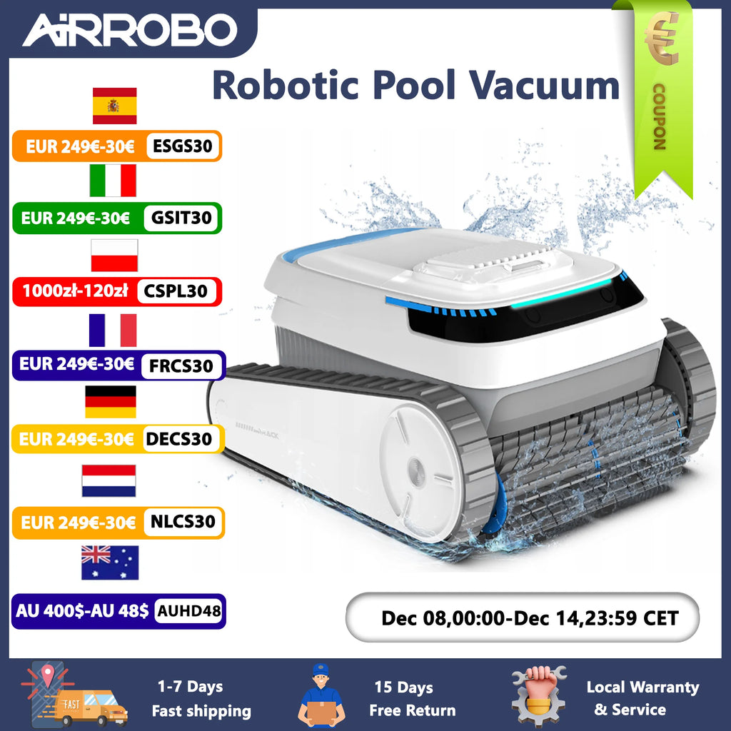 AIRROBO PC10 Cordless Smart Pool Vacuum – Floor, Wall & Waterline Cleaning Robot