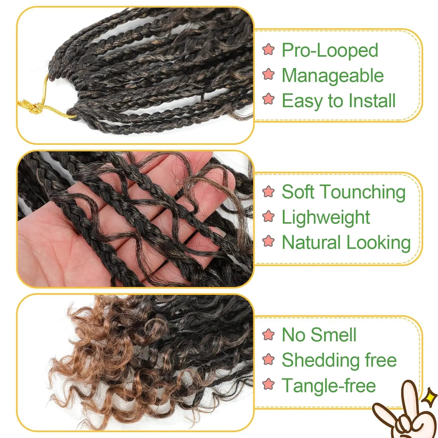 Synthetic Goddess Box Braids Crochet Hair For Black Women Box Braids with Curly Ends