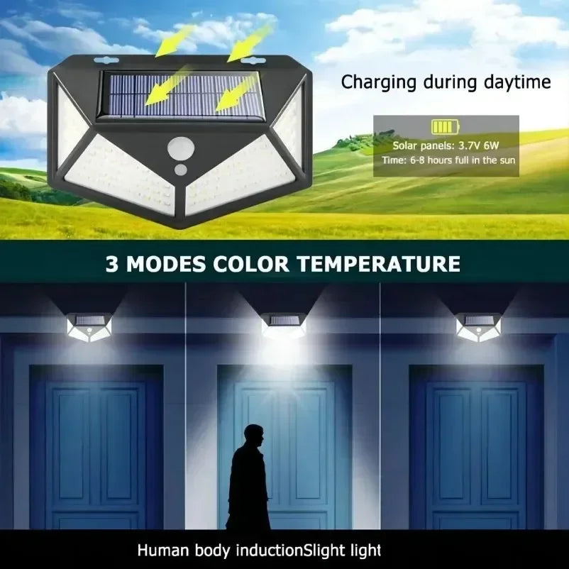 ESMARTER 100-LED Solar Motion Sensor Light (IP65, 270° Wide Beam)