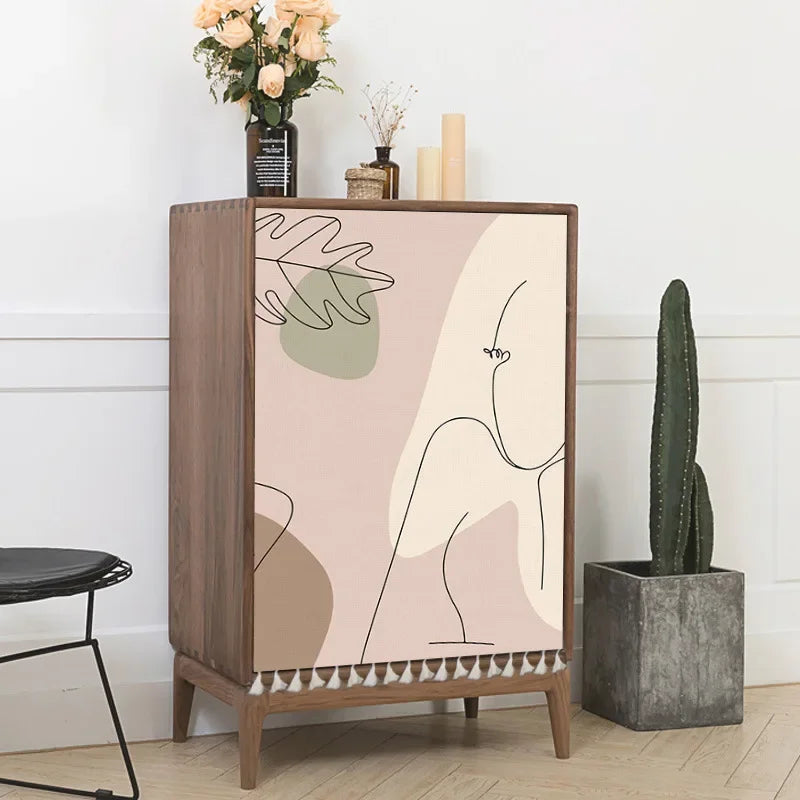 Nordic Style Plant Ins Cabinet Short Curtains Punch-free Half-curtain Dust Cover for Shoe Shelf Kitchen Storage Shelf Curtains