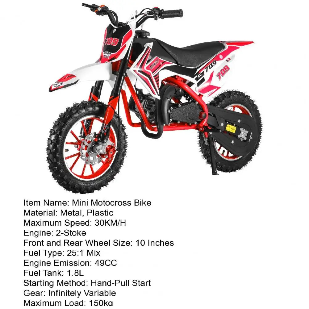 49cc 2-Stroke Kids Dirt Bike (Red)
