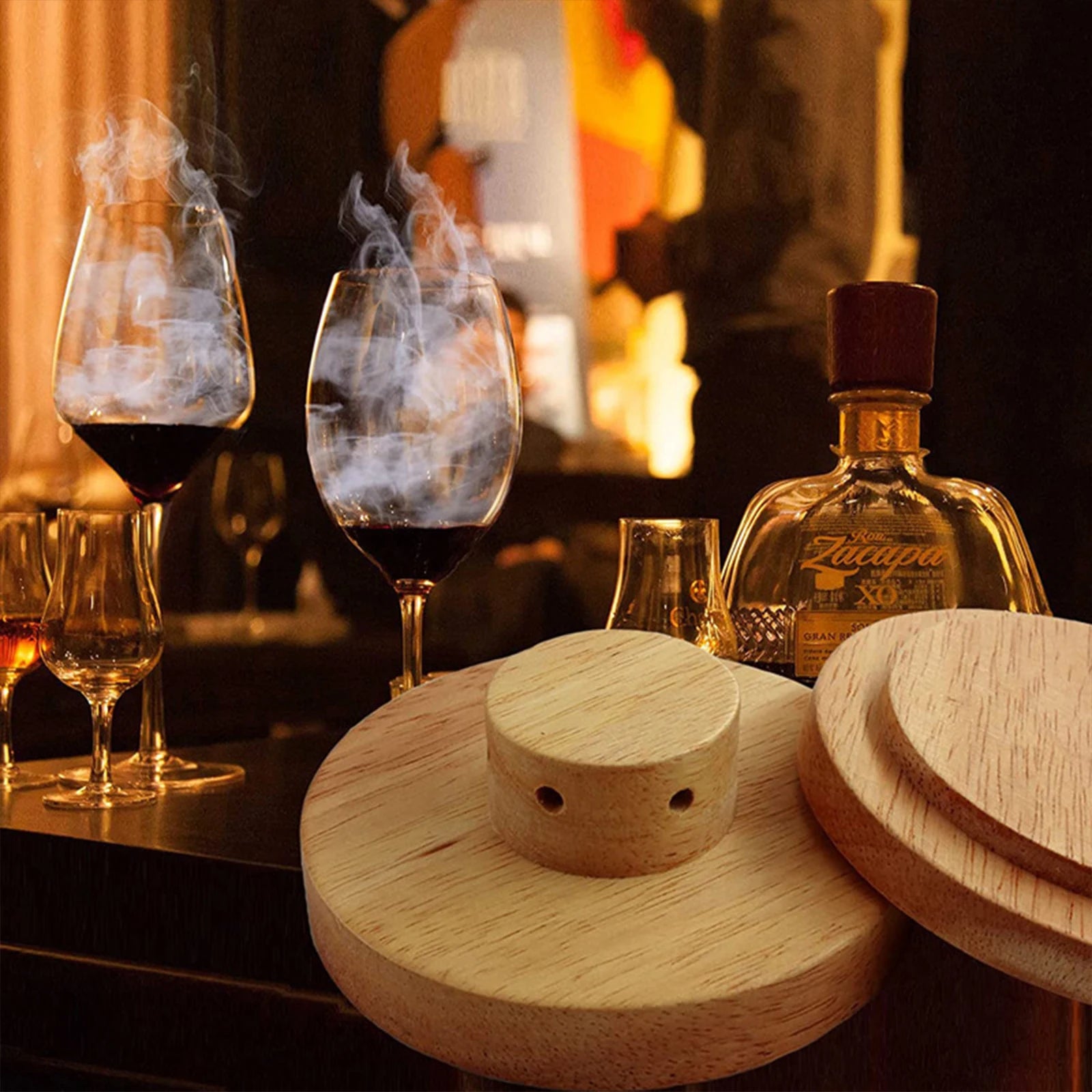 Glass Top Smoker Cocktail Smoker Kit With 4PCS Wood Chips Bartender Accessories For Whiskey Drinks Smoking Gift Kit for Men