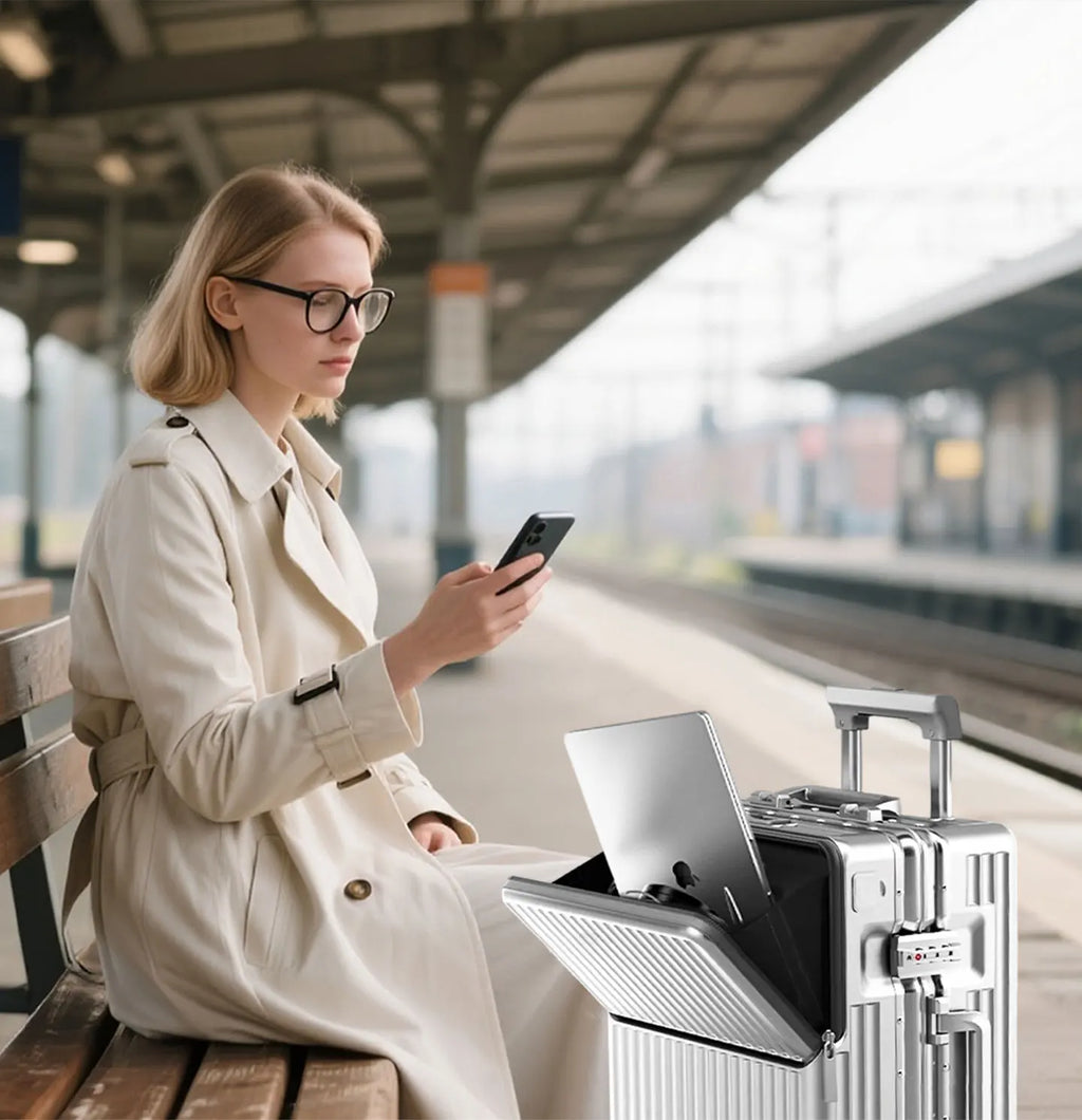 AIWEINY Aluminum Frame Suitcase PC Hard Shell Pressure-Resistant Travel Luggage, 360° Silent Swivel Wheels, with TSA Lock.