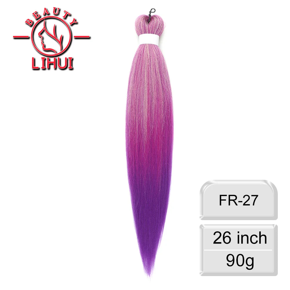 LIHUI Pre-Stretched Jumbo Braids — 26" 90 g Synthetic (Red/Pink, Frosted Colors)