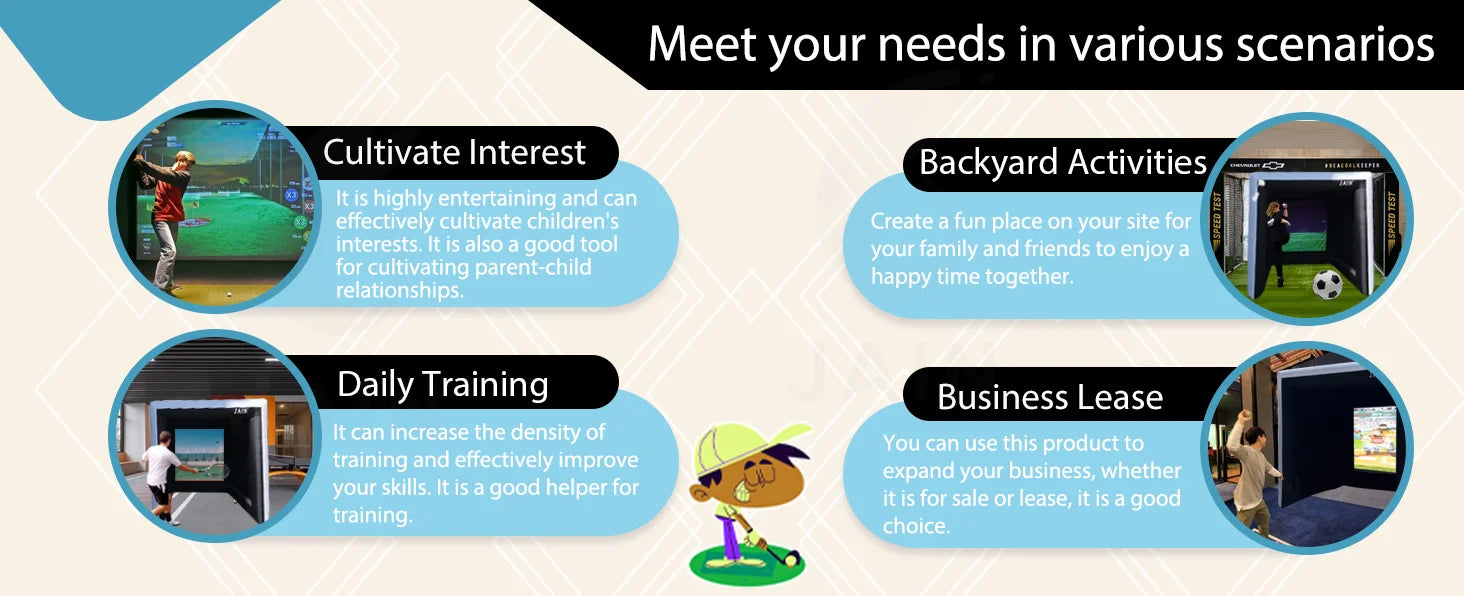 Inflatable Golf Simulator Enclosure with Built-in Fan (Oxford Cloth, Indoor Use)