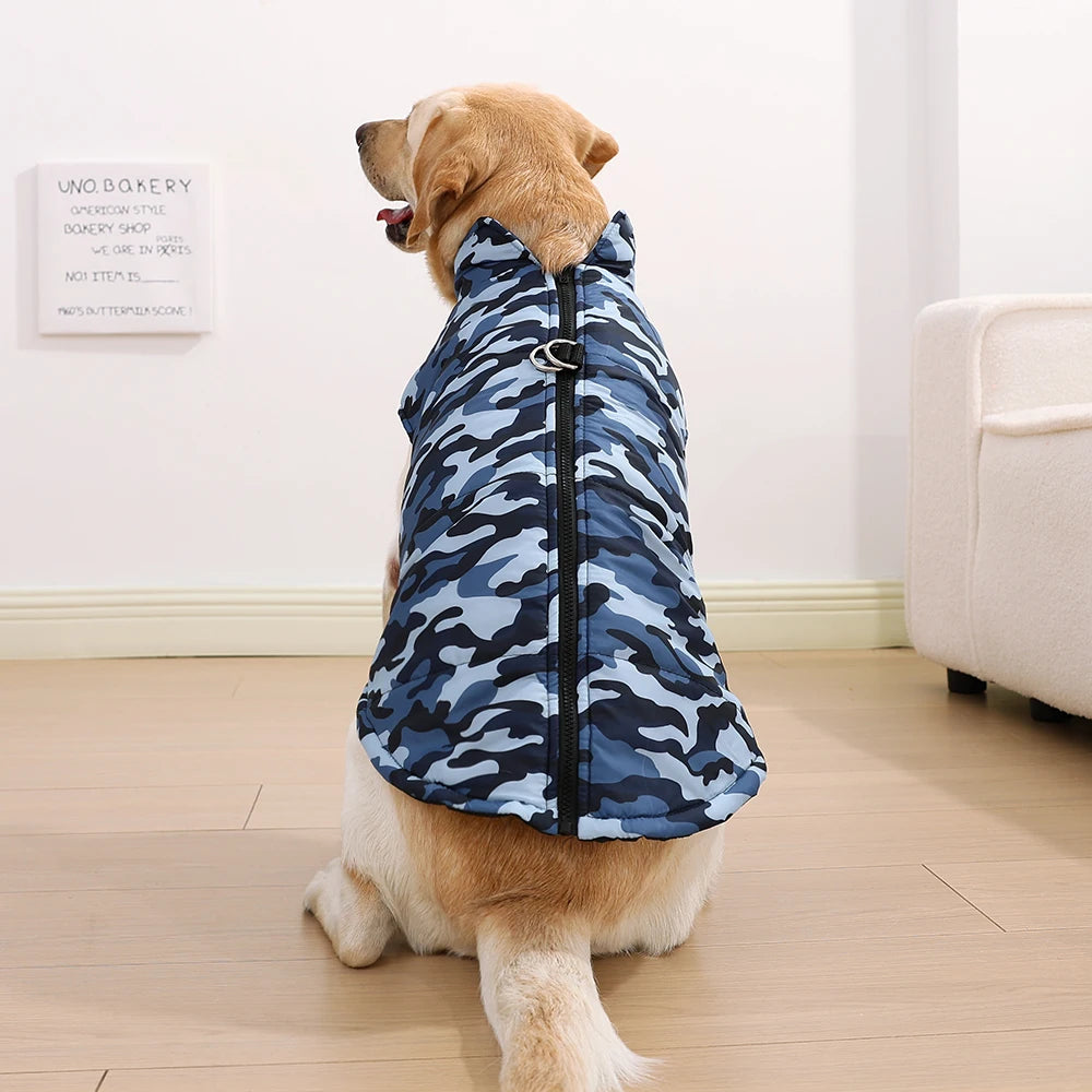 Winter Dog Clothes Coat Waterproof Puppy Cat Jacket For Large Dogs Camouflage Print Warm Windproof Pet Labrodor Apparel Costume