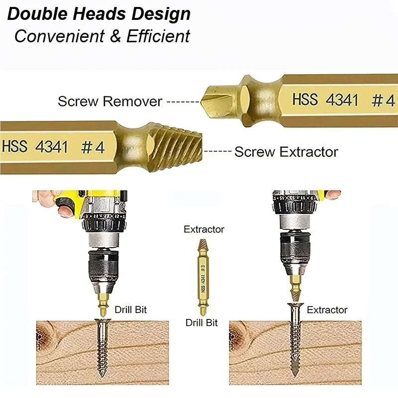 XMSJ 6-Piece Damaged Screw Extractor Set (HSS)