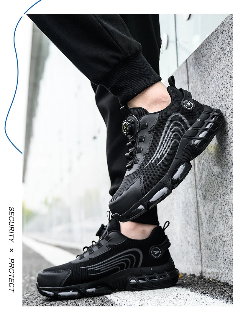 Rotary Buckle Work Safety Shoes For Men and Women Air Soft Sole Lightweight Protective Work Sneakers Men Breathable Boots
