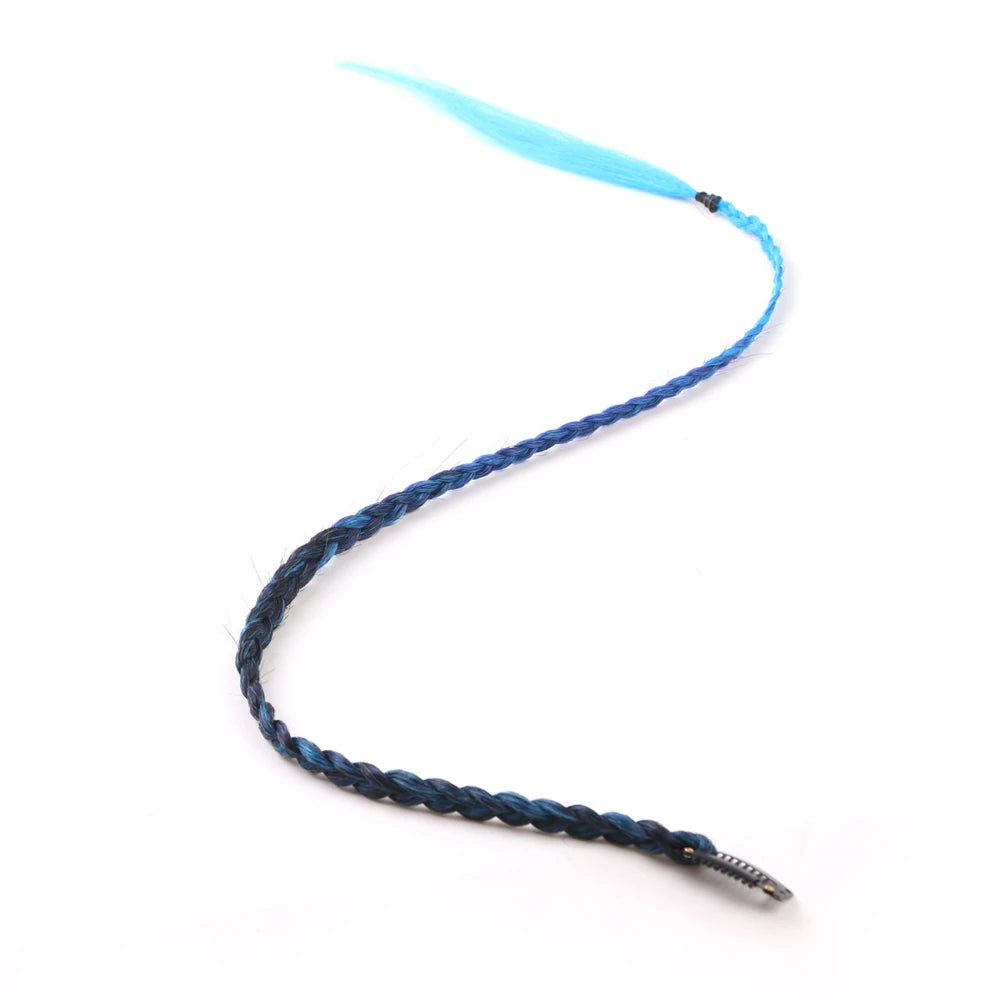 Synthetic 5 Pcs/Lot Clip-in Extensions For Women Ponytail Rainbow Braid Hair Extension 22'' Ombre Hairpiece Box Braid With Clip